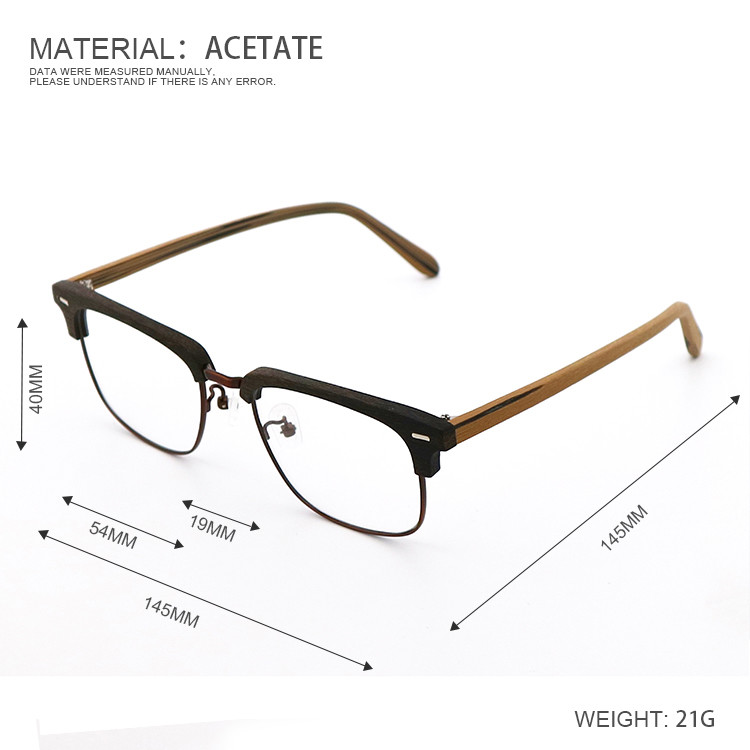 Unisex Full-rim Wood Grain Acetate Optical Glasses Frame MR H004B