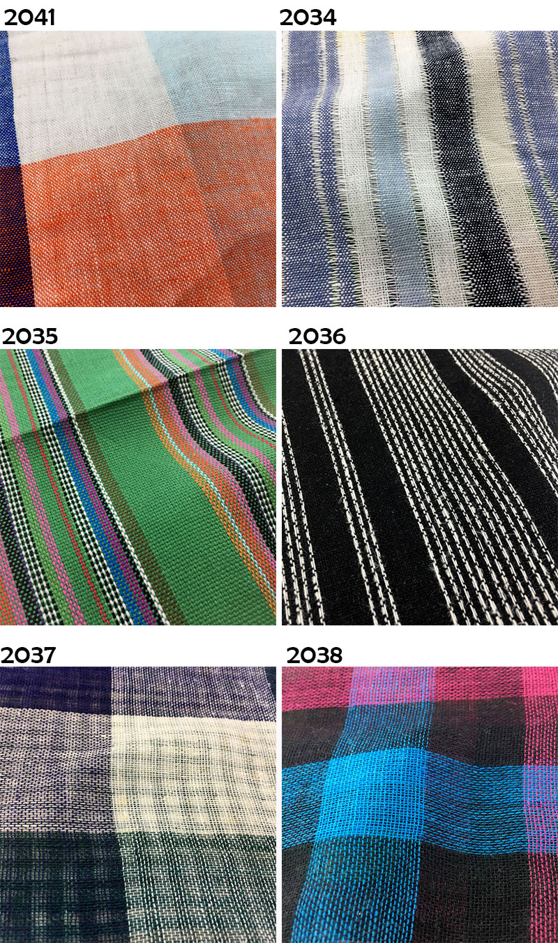 Washed Gingham Woven Stripe Cotton Linen Jacquard Fabric 110gsm