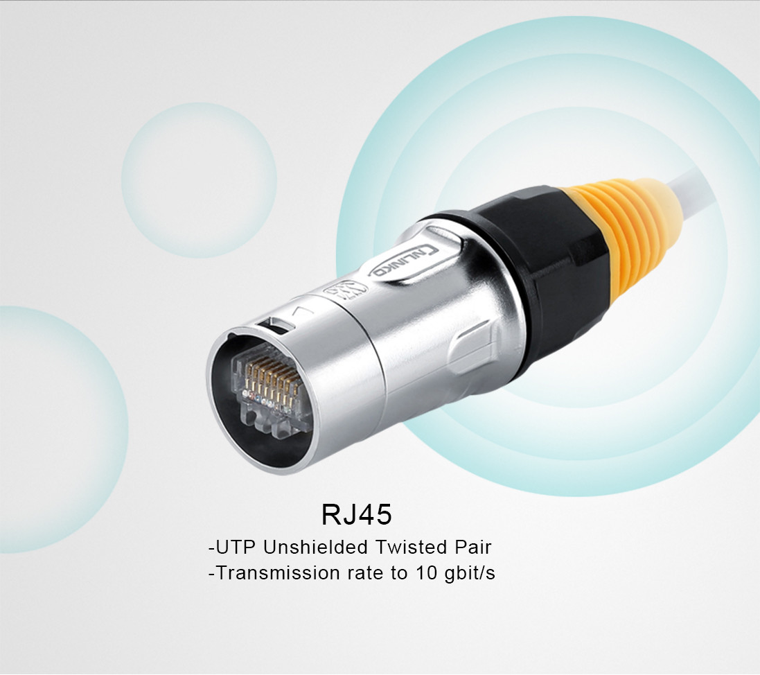 High Quality LED Screen Display Ethernet Dual Port Socket RJ45 Panel Mount Connector
