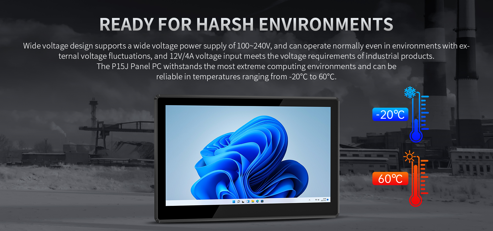 2.4kg ONERugged P15J Tough Touchscreen All-in-One Embedded Panel PC Tablet Computer