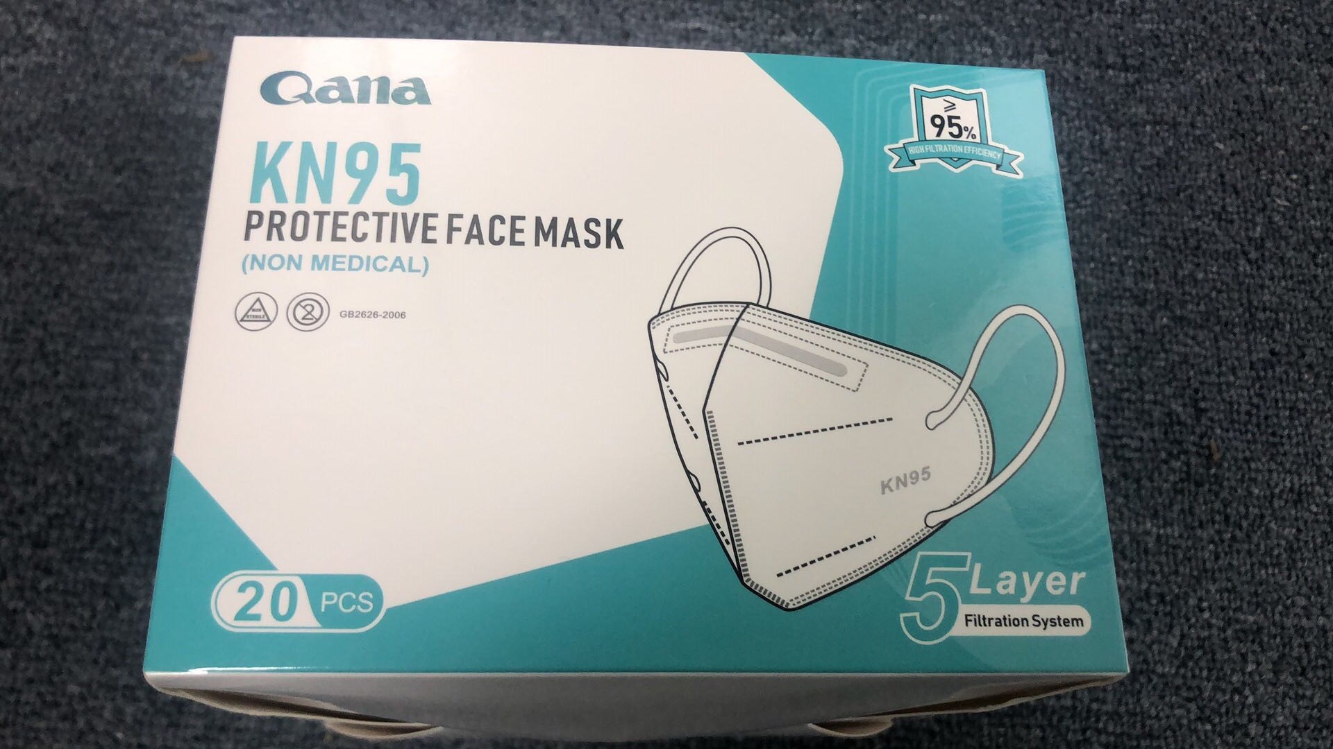 Medical FFP2 KN95 Face Mask, 5 Ply Disposable Non Woven Face Mask With 2 Years Valid