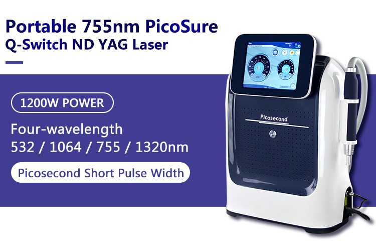 Portable 10.4 Inch Touch Screen Q Switched Nd Yag Laser Tattoo Removal Pico Second Beauty Machine