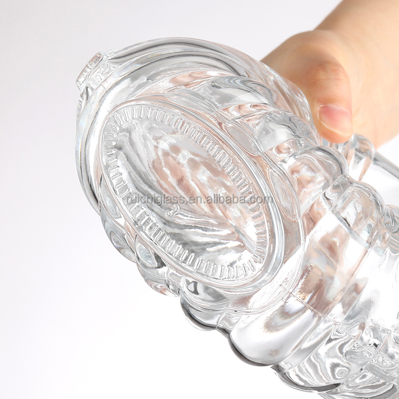 Empty Clear Brandy Glass Bottle 500ml 750ml with Aluminum Plastic PP Collar Material