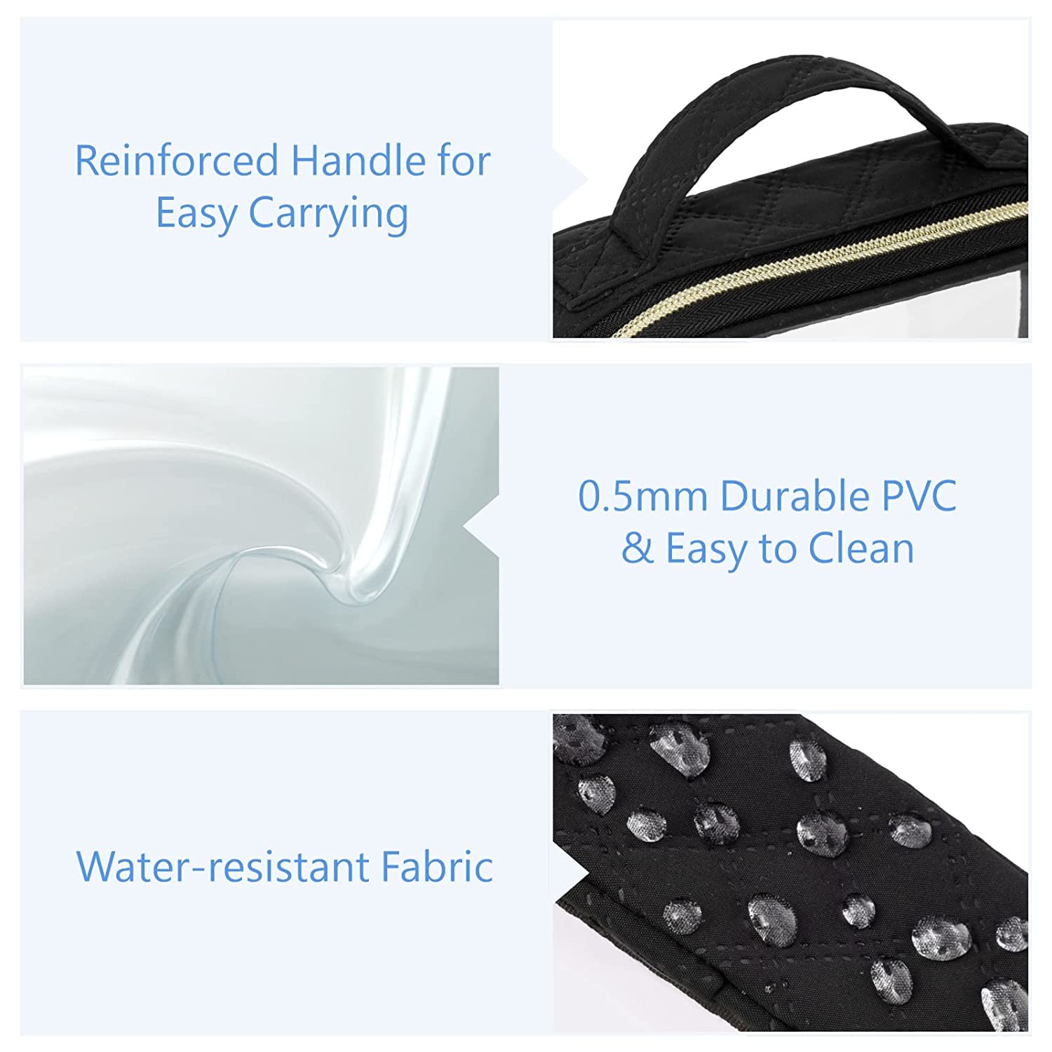 Custom Small Neoprene Transparent Standup Travel Storage Makeup Bag Pvc Clear Toiletry Cosmetic Black Bag