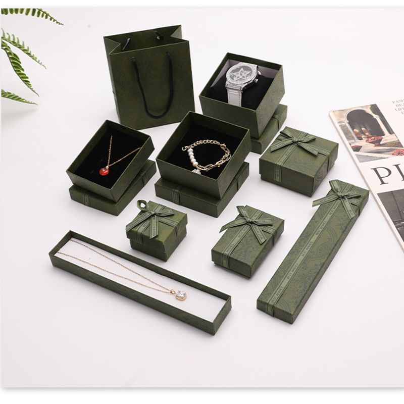 Premium Custom Logo Cardboard Genuine PU Leather Square Ring Bracelet Watch Gift Packing Jewelry Jewellery Set Packaging Display Box with EVA Foam Insert