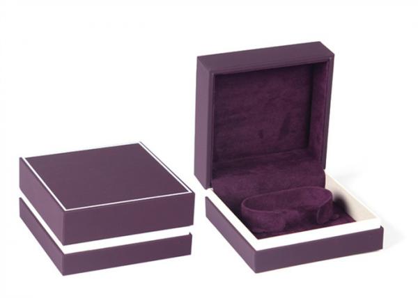 Quality Purple Plastic Jewelry Box Covered Velvet Material For Gift Packaging Custom Logo for sale