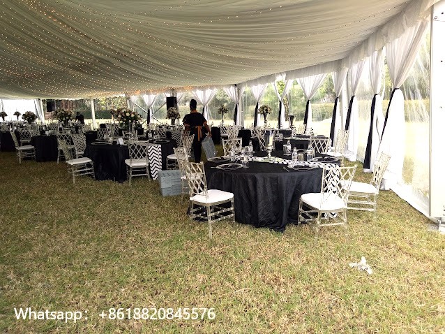 15m Width Multi Side Clear Span Tents Garden Wedding Event With Ceiling Decor