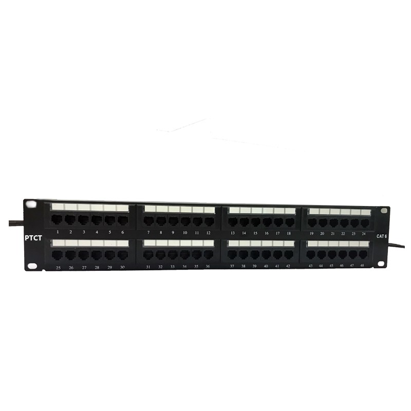 Modular 48 Port Cat6 Patch Panel Cold Rolled Steel For Network Cabling System