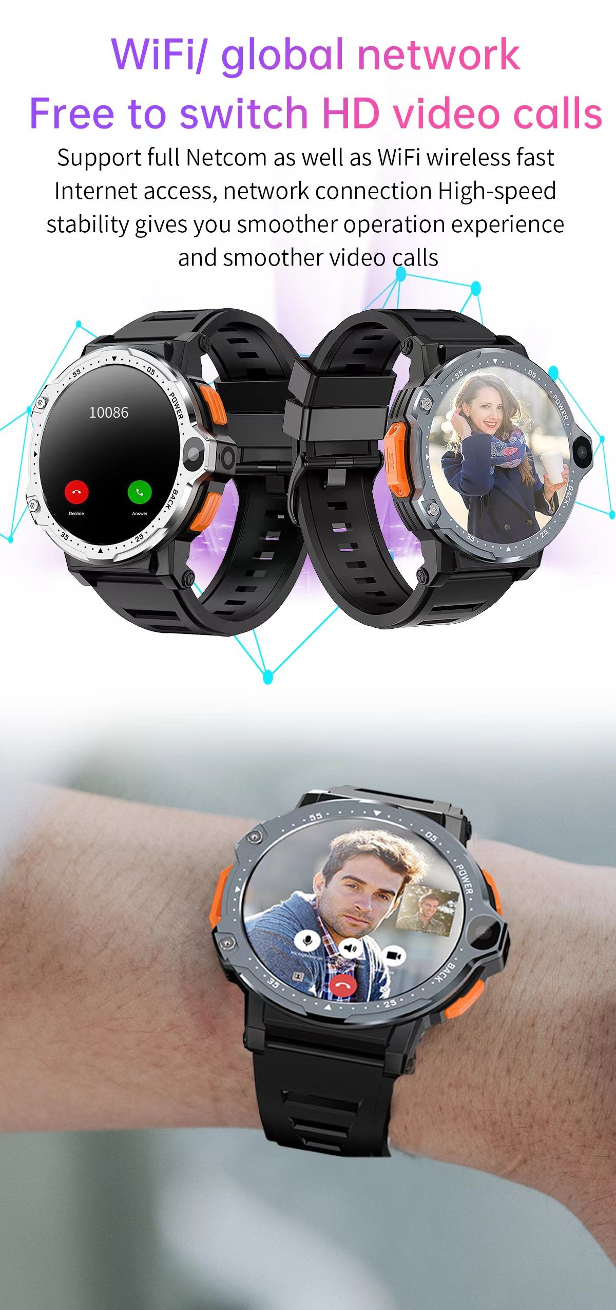 PG999 Android 5G Smart Watch Dual Camera Video Call GPS WifI 4G Smart Watch Sim Card