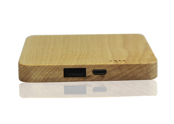 Square Shaped Carved Wood Power Bank 5200 Milliampere 3 Years Warranty
