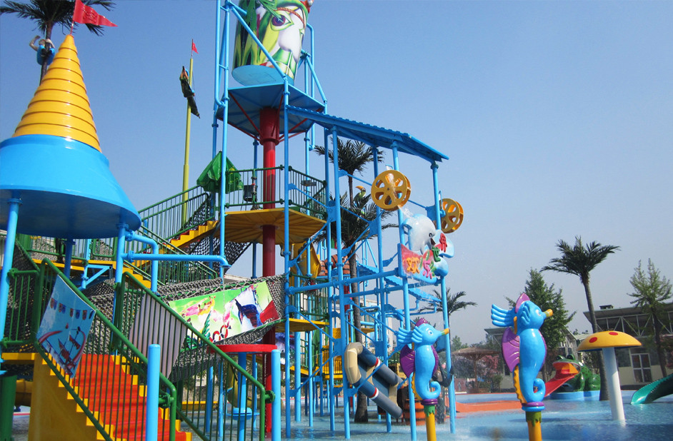 Commercial Medium Water House Aqua Playground Platform With Water Slide for Water House