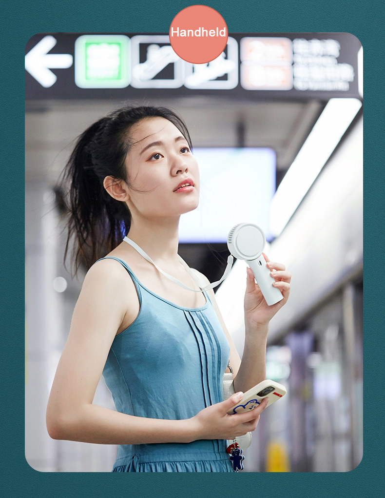 Bladeless Portable USB Handheld Fan 10hrs Outdoor Cooling 180 Degree Rotation