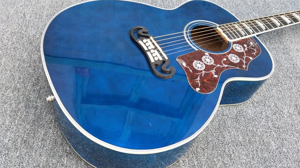 Custom 12 strings Blue color G200 classic acoustic guitar, Solid Sprue top,Factory Custom Maple body guitar