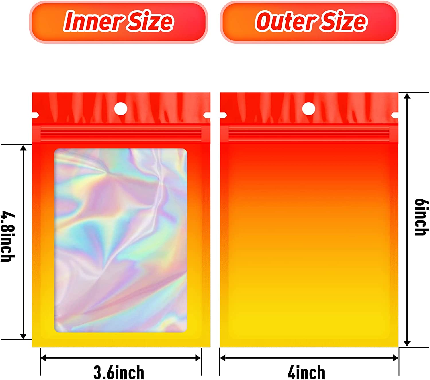 3 X 4 Inches Food Storage Smell Proof Bags Meals Holographic Packaging Bags