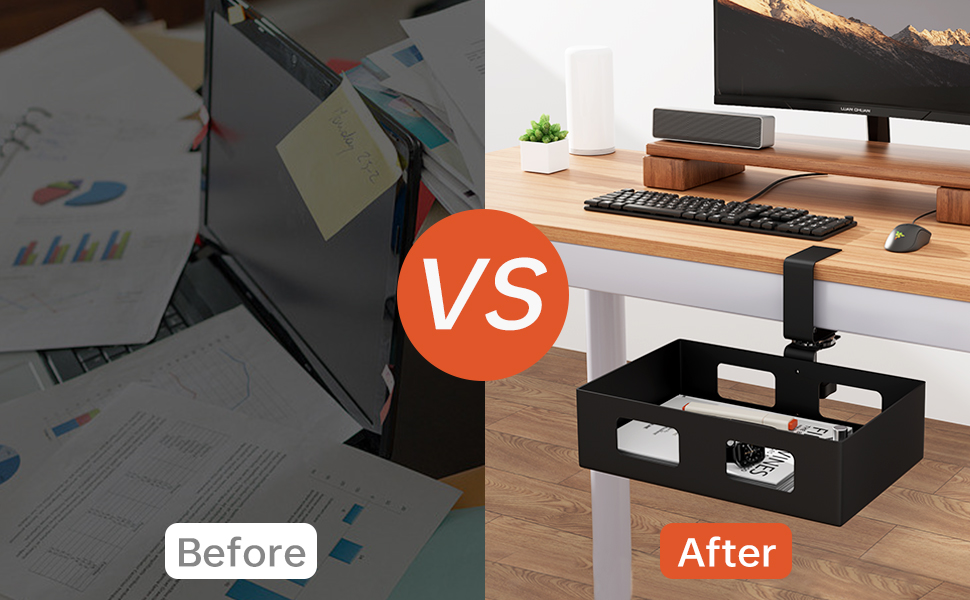 Organize Your Workstation with Cable Management Tray and Under Desk Swivel Organizer