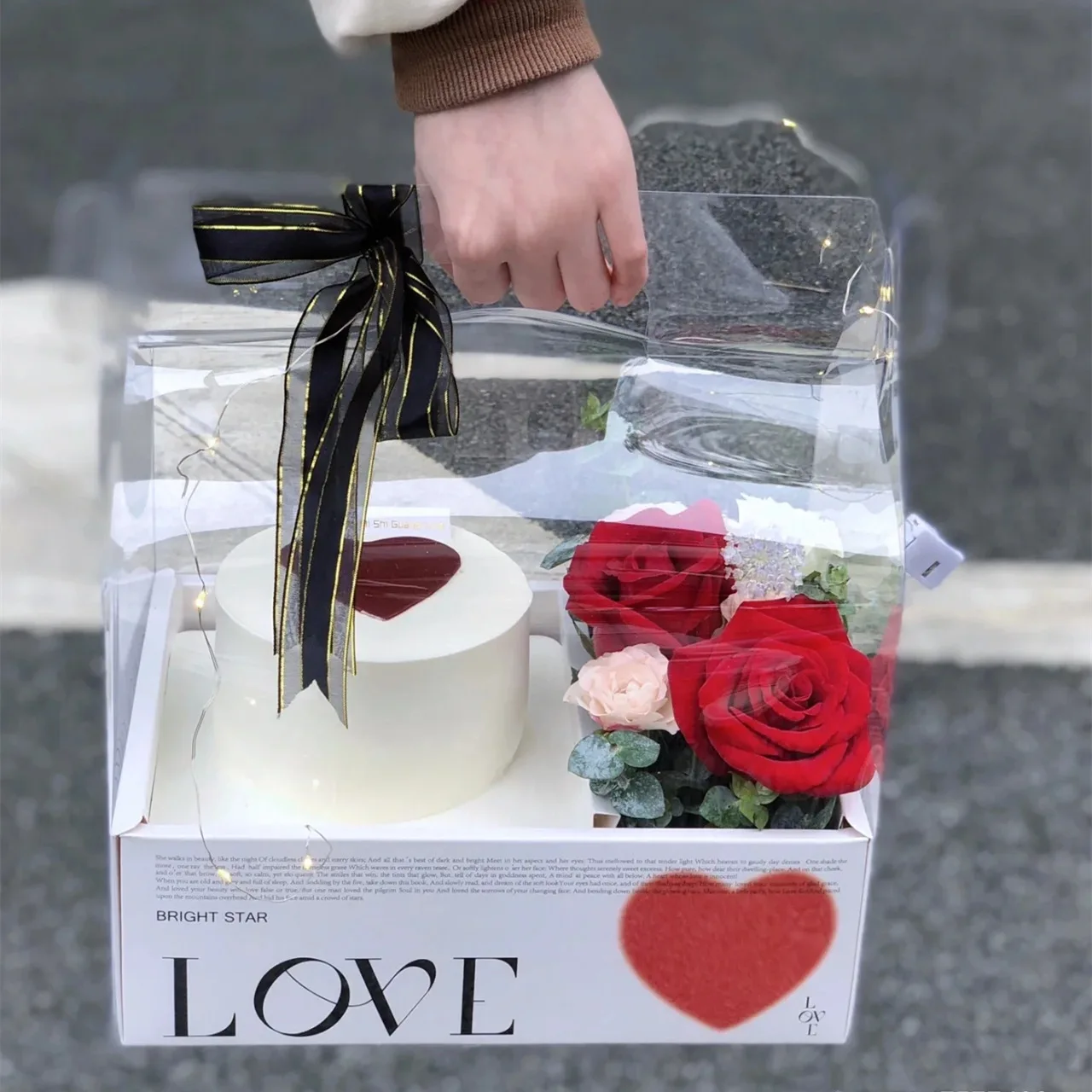 DIY Transparent Flower Cake Boxes PVC Wedding Christmas Birthday Gift Packaging with Handles