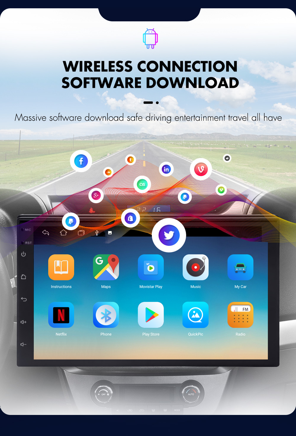 Universal Multi-Language 2 Din Android 12 Car Radio for Modern Nissan Toyota Kia