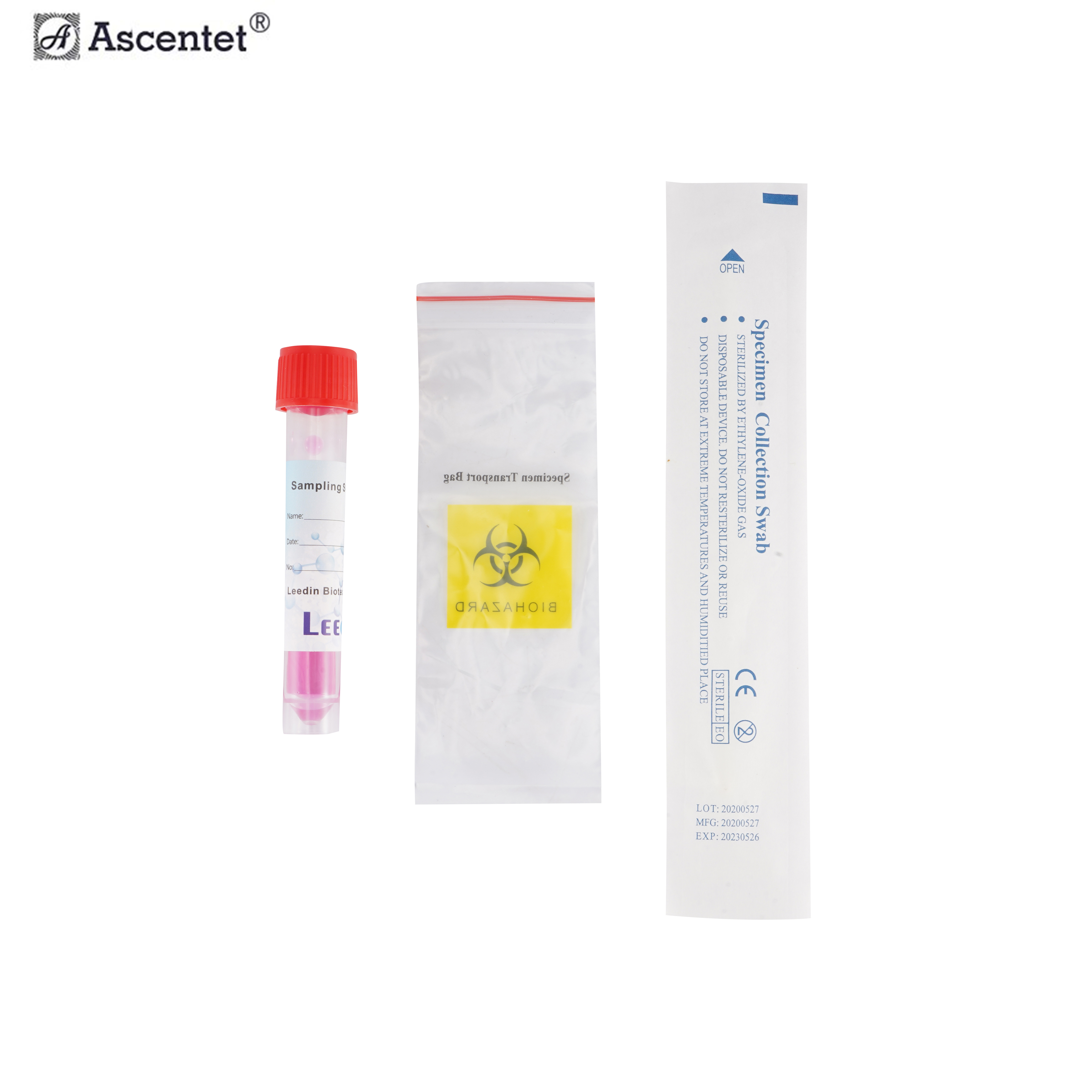 New Nylon / Cotton Material Medical Swab Saliva Sample Collection Kit Tube