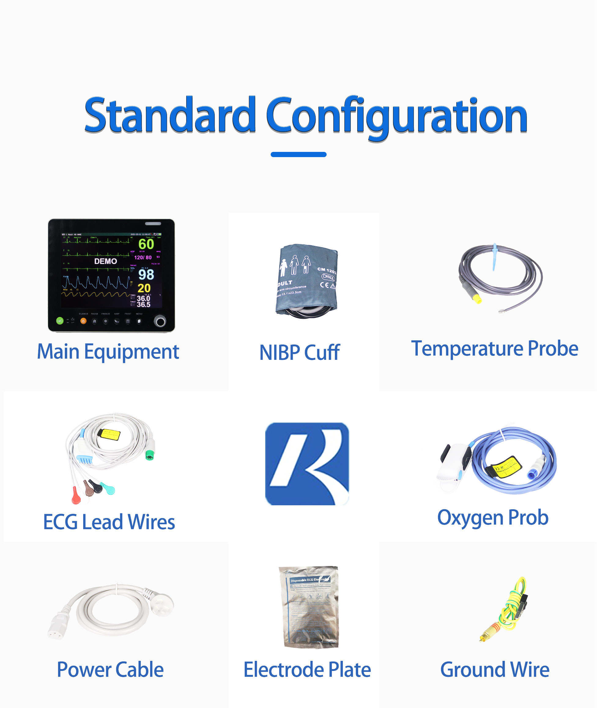 15 Inch Color TFT LCD Vital Signs ICU Multi Parameter Patient Monitor Digital Hand Carried