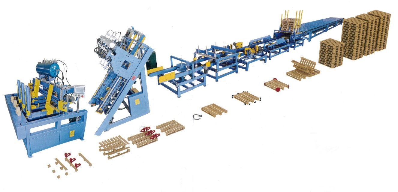 Euro Wood Pallet Nailing Machine, Pallet Machine Wood Pallet Making Machine with 3 nail guns