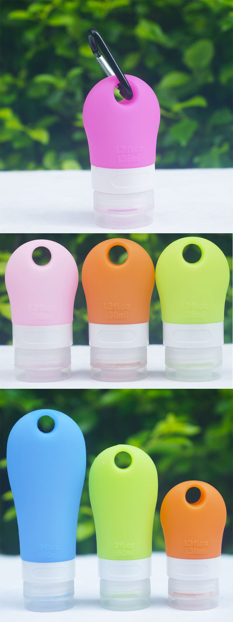 25g 41g Colorful Narrow Mouth Silicone Shampoo Bottles