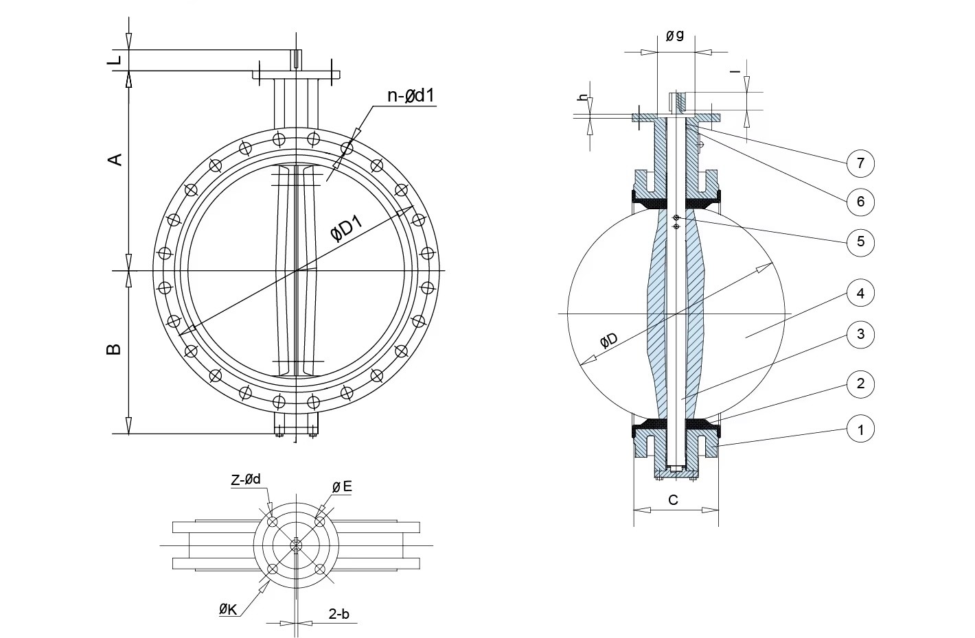 BS 4504 Stainless Steel Double Flange Concentric Butterfly Valve Standard Port Size