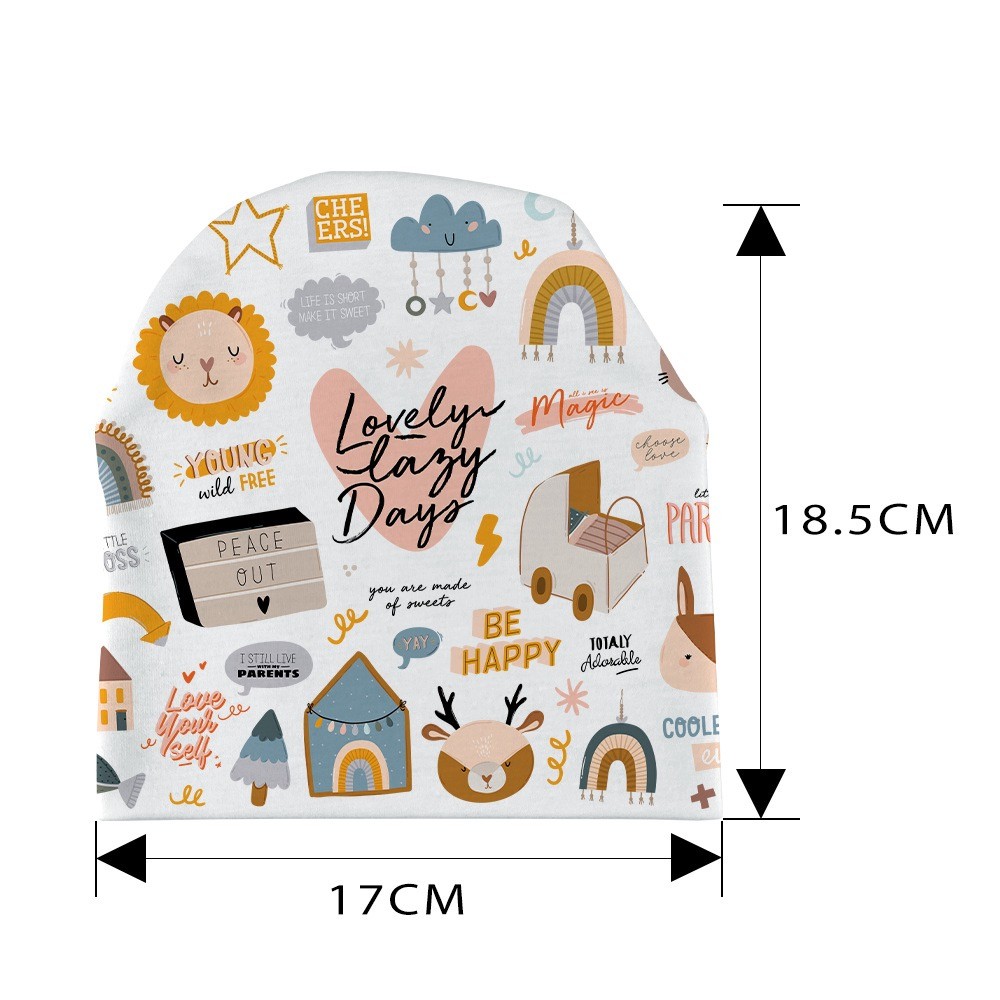 Cute Cartoon Print Baby Beanie Sublimation Infant Hat For Sublimation Photos Printing