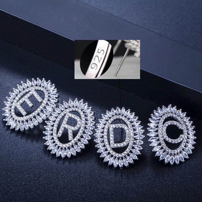 Fashion CZ Letter Earrings Jewelry Christcross-row Earrings necklace jewelry set