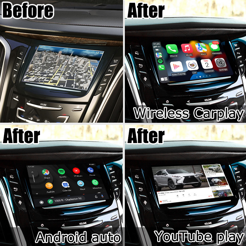 Android auto wireless carplay navigation box video interface for Cadillac Escalade