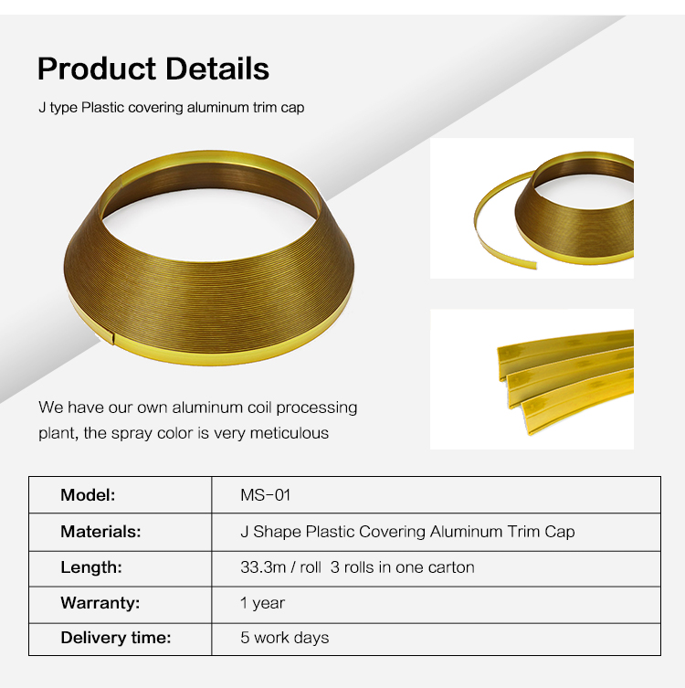 2cm 0.79 Inch Golden Door Window Aluminum Trim Cap For Channel Letter