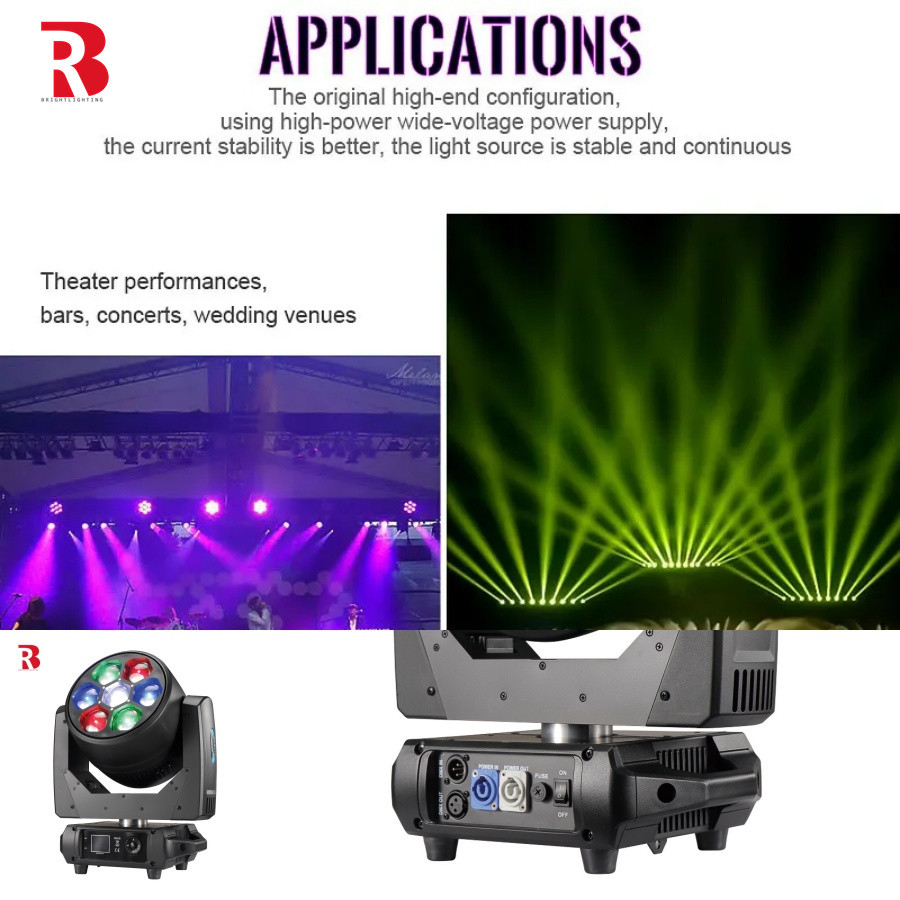 Versatile 7x40W RGBW 4in1 LED Moving Head Light For DMX Control And Built-In Programs