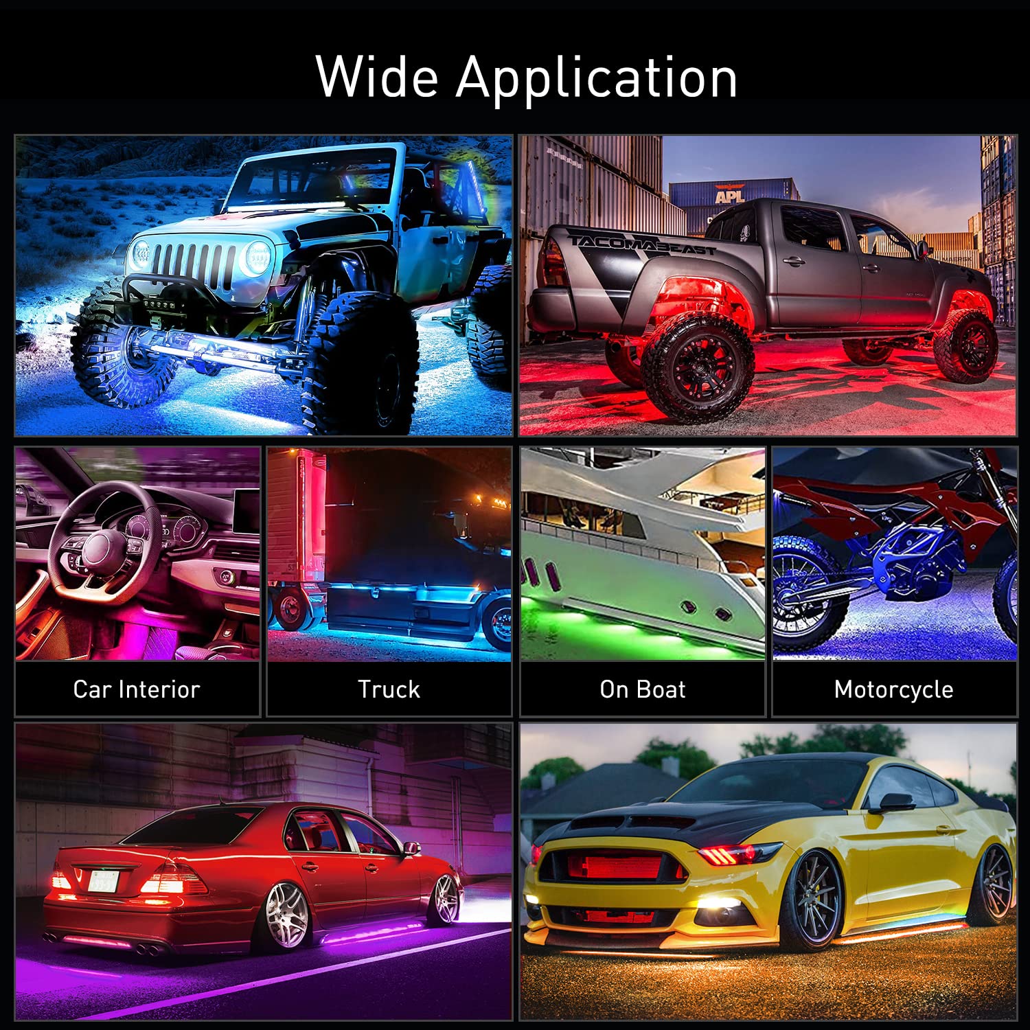 Multi-color Car LED Light Strip with Voice Control and Music Mode 680g Remote Control