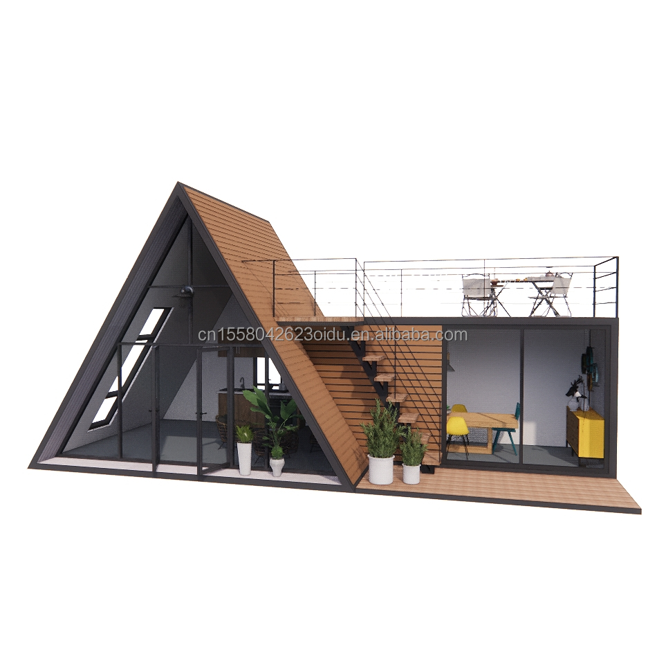 Customizable and Durable Wooden A-Shaped Steel Structure House for Modern Prefabricated Triangular Homes