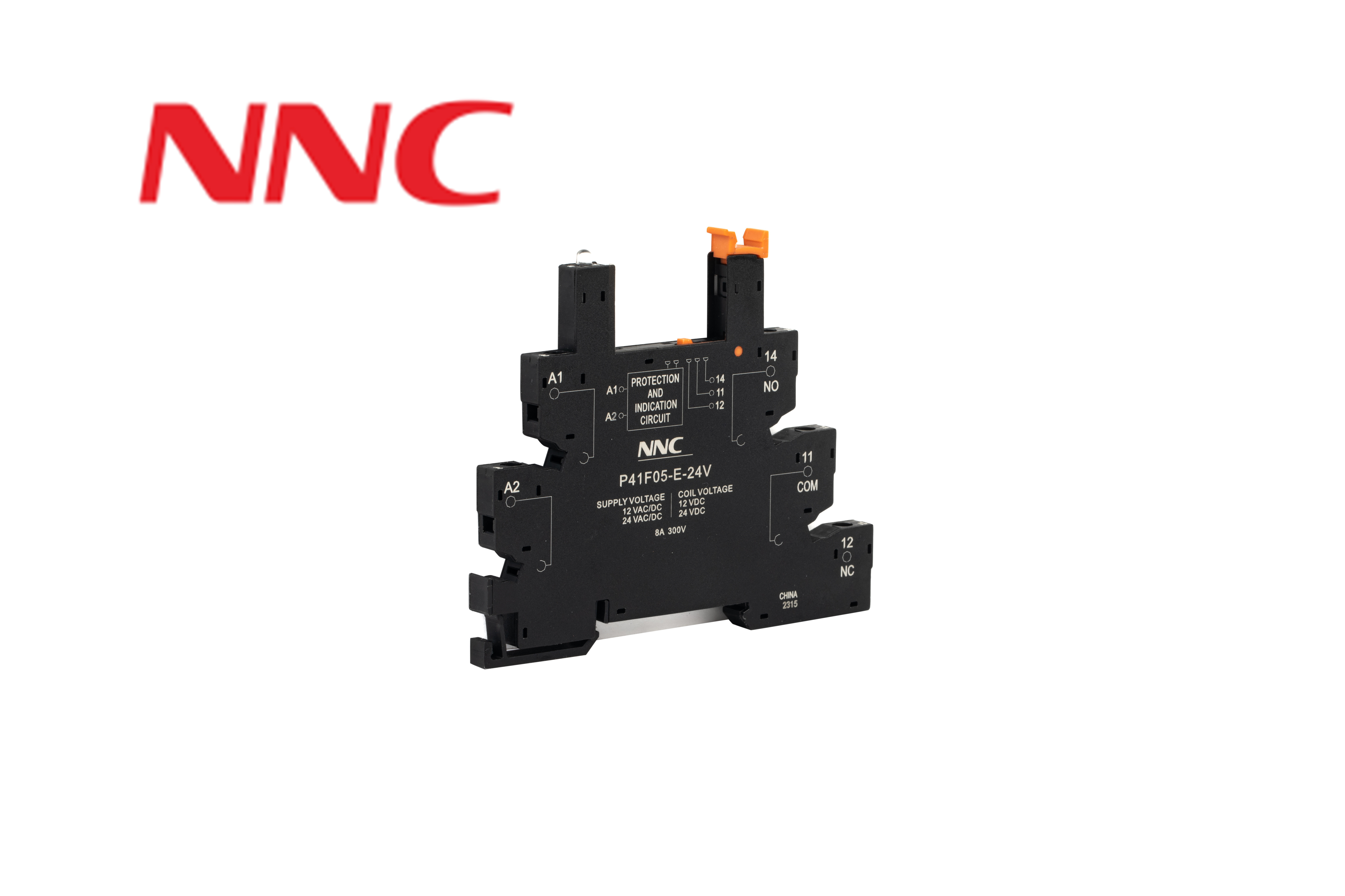 NNC Relay Socket P41F05-E-24V 8A Guide rail mounting type suitable for NNC41 slim relay