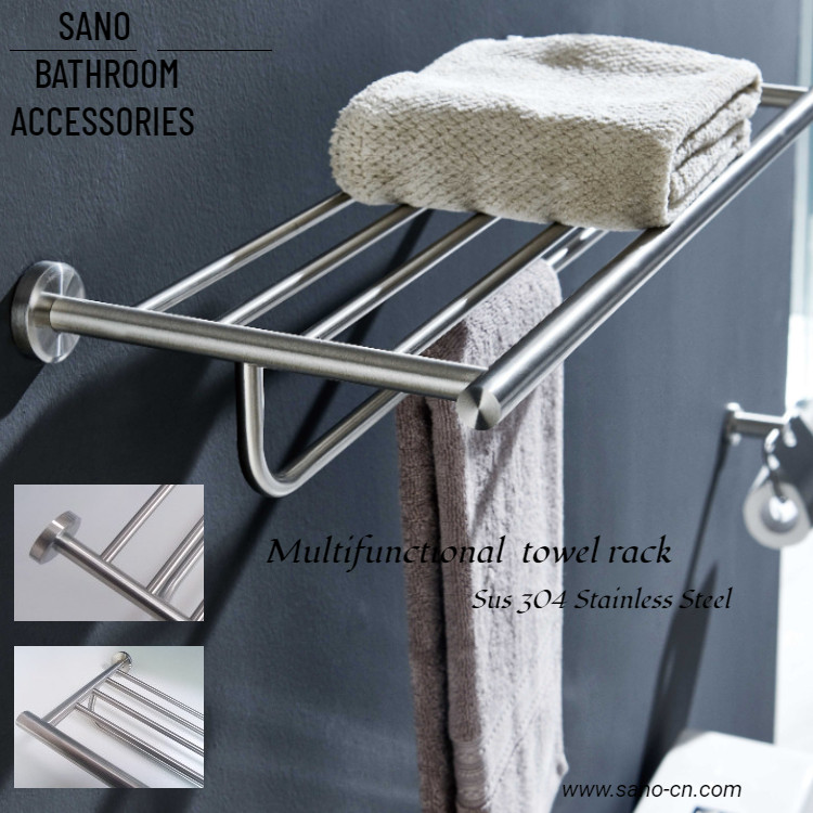 Satin Finsh Bathroom Hardware Set Sus304 Fixtures Towel Rack Set