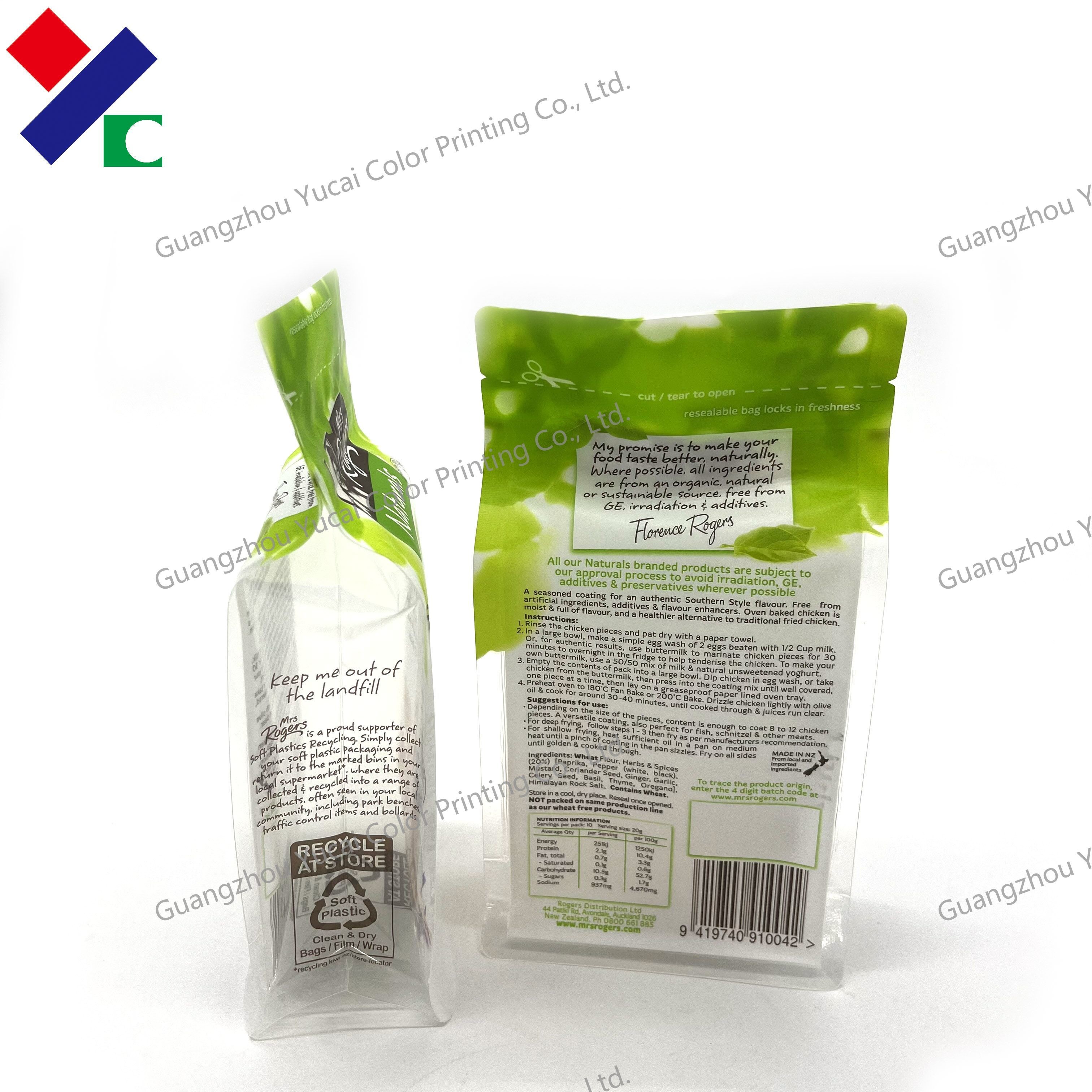 Custom Clear Front Zip Plastic Bath Salt Packaging Bag 100G Food Storage