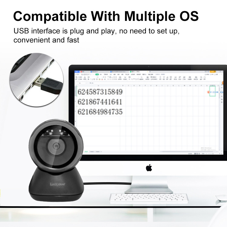 Omni Directional Hands Free QR Scanner USB Wired 1D&2D Bar Code Reader