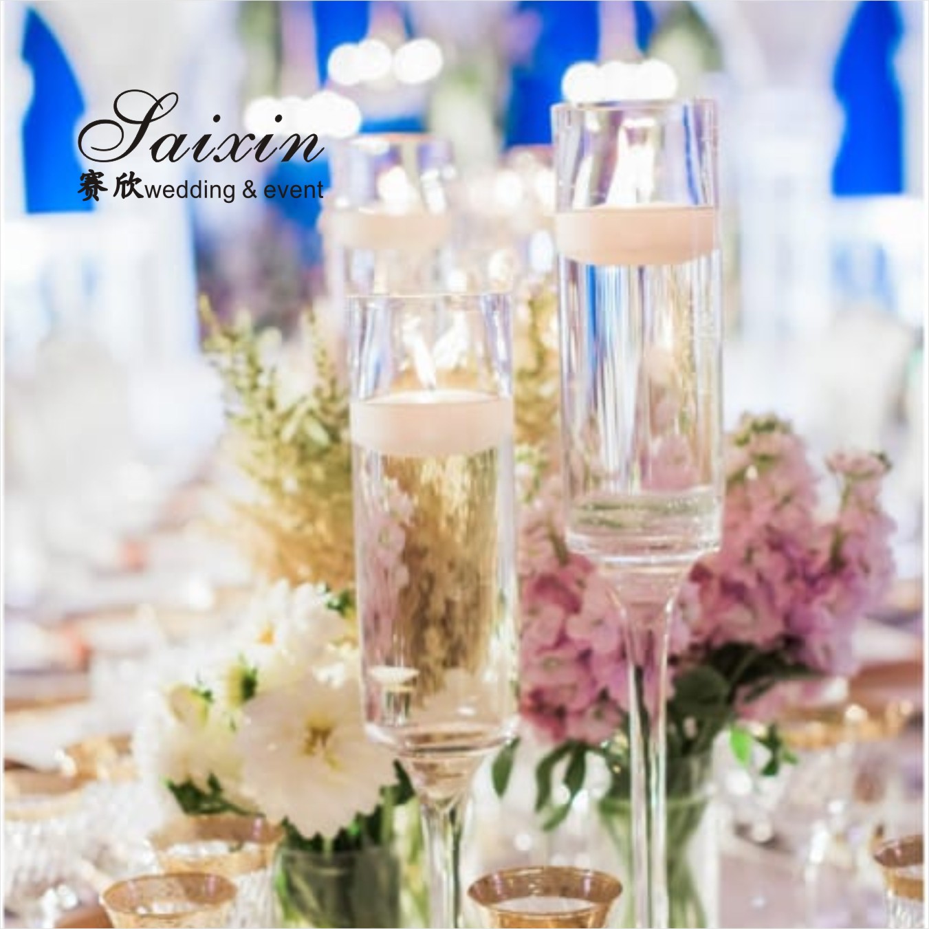 Small Crystal Glass Candle Holder Luxury Event Table Decoration Long Pole 115CM