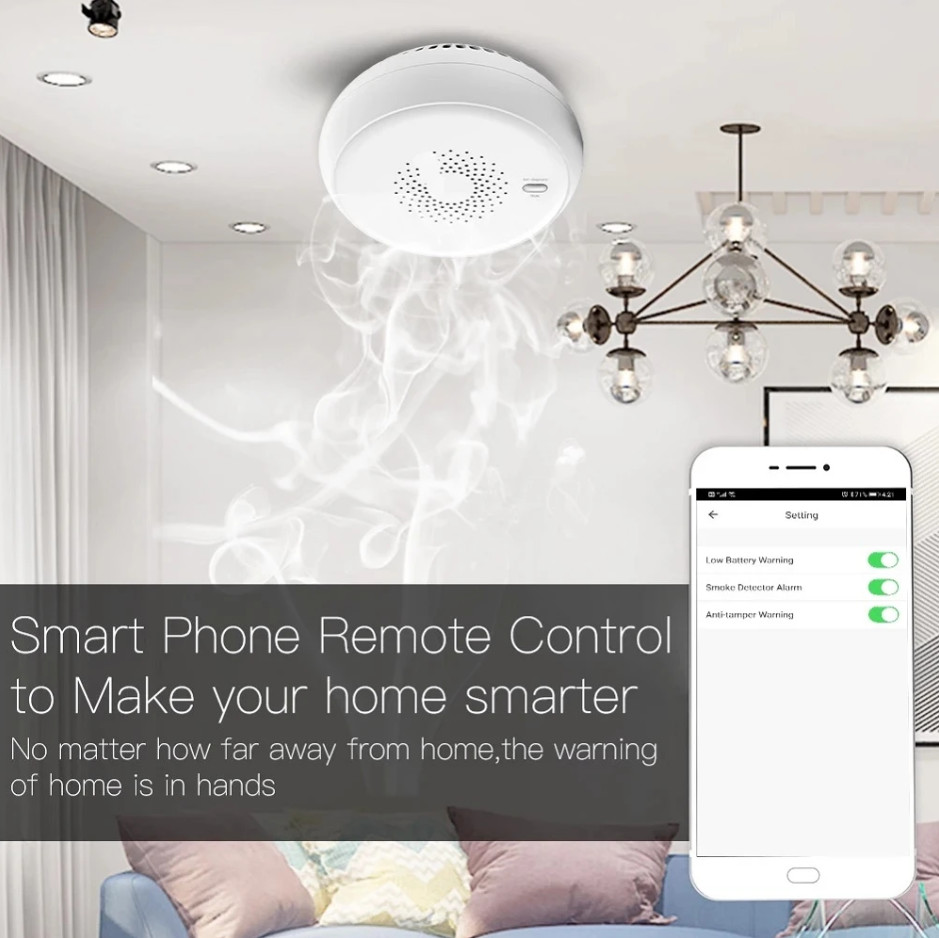 Zigbee Smart Home Smoke Fire Alarm Sensor Detector Home Security System Battery-powered Alarm Wireless Smart Life