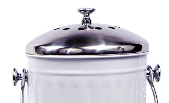 Kitchen Compost Bin for Counter or Under Sink Small Metal Indoor Home Apartment Eco Compost Pail