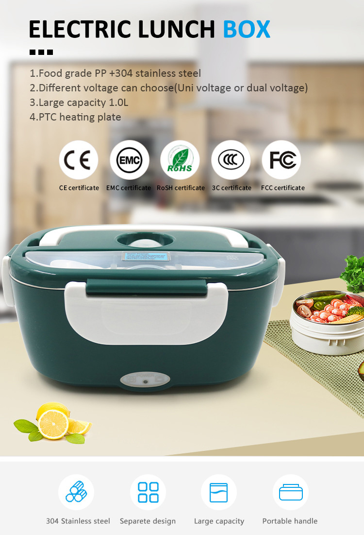 Warm Keeping Portable Heating Lunch Box 60W Stainless Steel Liner