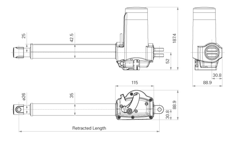 Hall Sensors POT Electric Linear Actuators For Medical 3000N Load