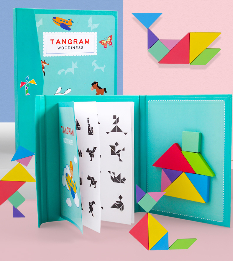 Jigsaw Puzzle Baby Developmental Toys Wooden Tangram Magnetic Puzzle Toys