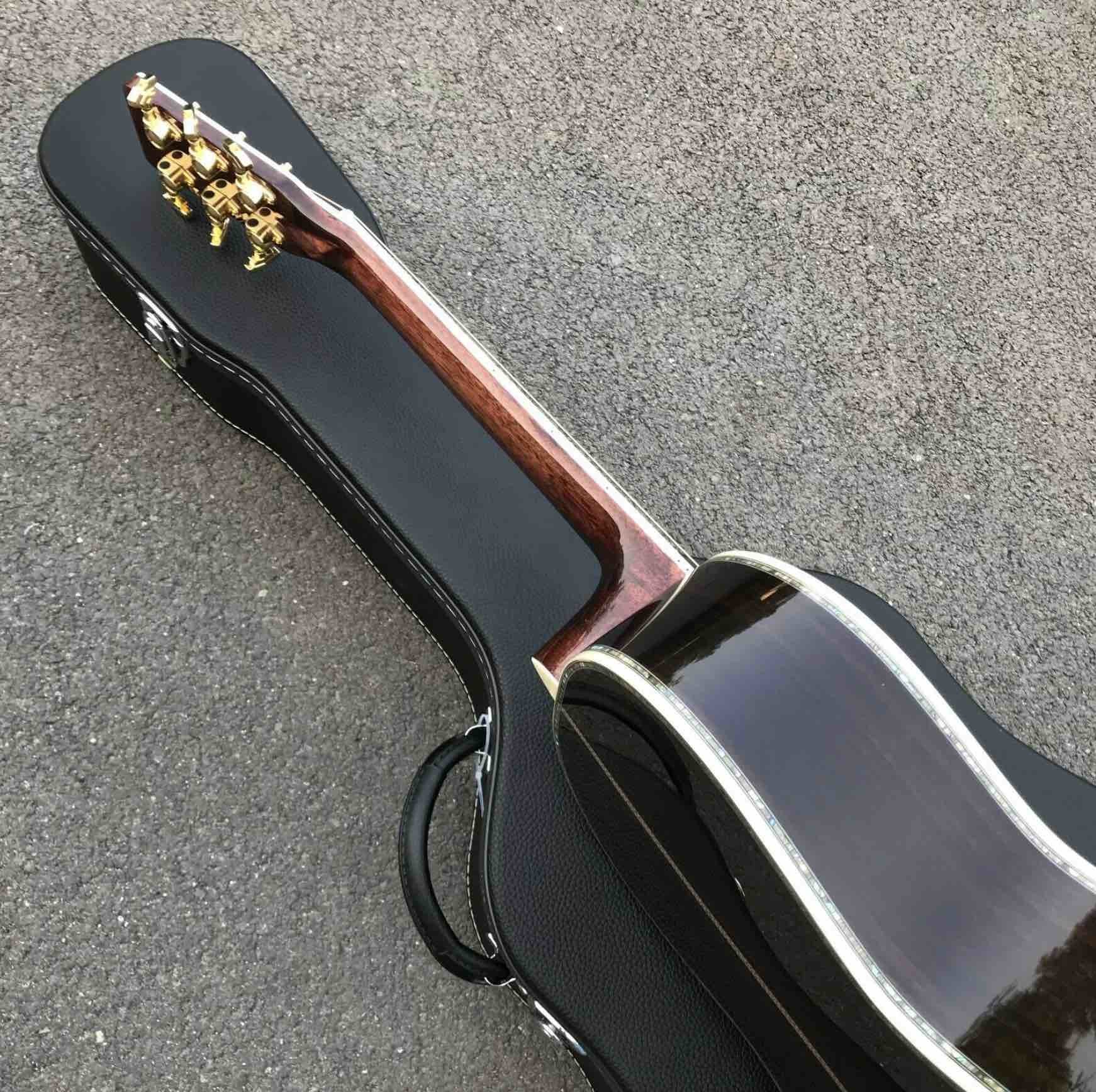 Custom Solid Spruce Top Abalone Ebony Fingerboard OOO Style Acoustic Guitar in Natural