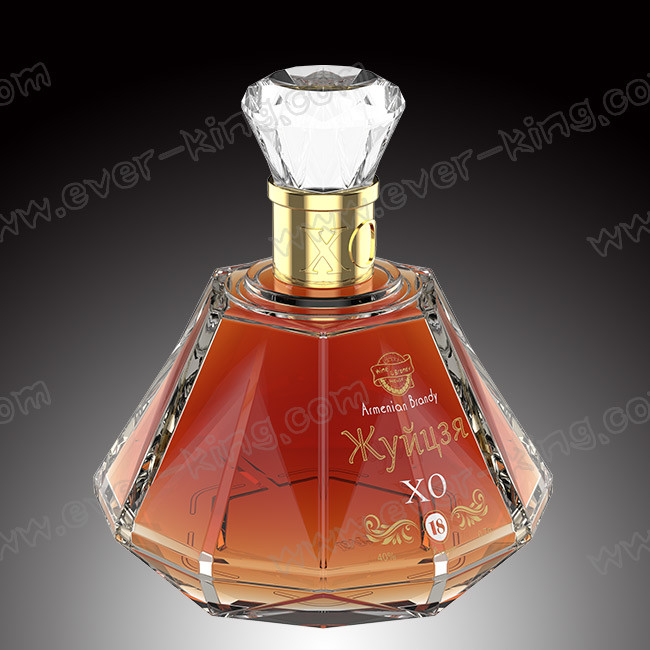 Custom Luxury Diamond Spirits Brandy Glass Bottle 700Ml