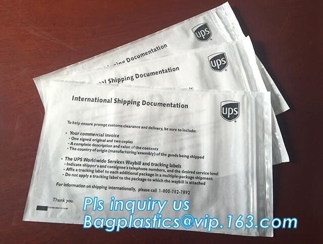 TNT DHL shipping packing list document envelopes, packing list padded envelope, tamper proof express use plastic packing