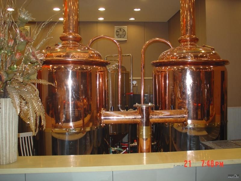 Restaurant Copper Brewing Equipment Steam Heating 1000L 2 Or 3 Vessels