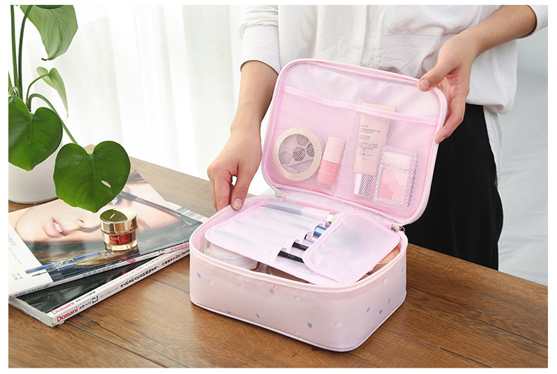 Portable L260mm Polyester Cosmetic Bag With Mirror