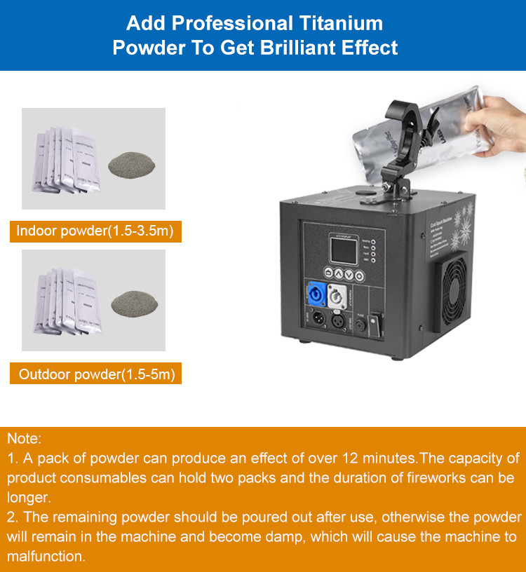 800W Waterfall Remote Inverted Cold Spark Machine for Stage Spark Fall Control Mode DMX512/Remote