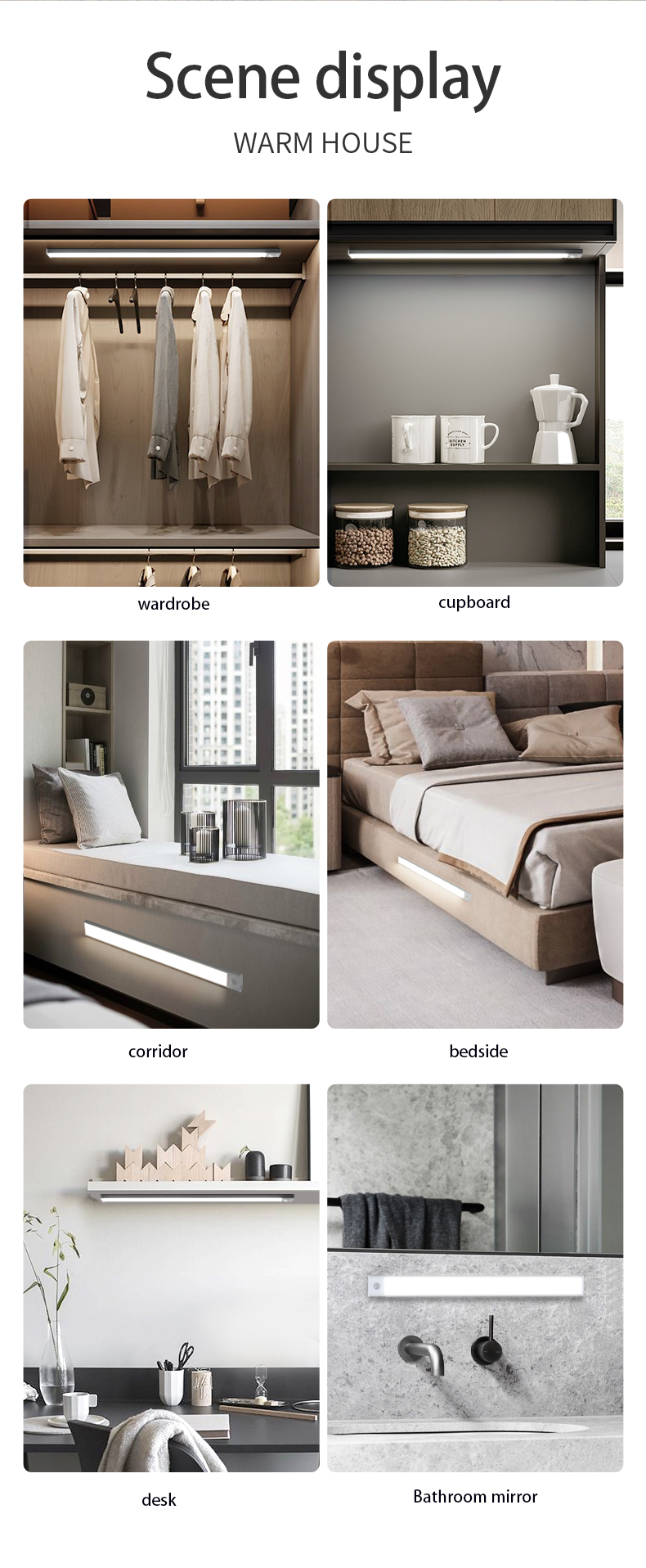 Adjustable Color Temperature LED Motion Sensor Light for Ultra-thin Kitchen Cabinet